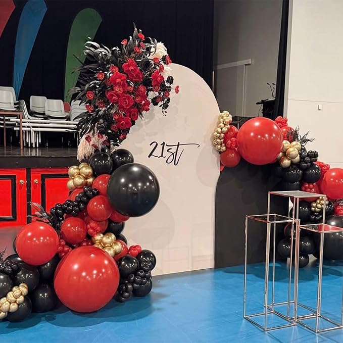 Red Black Gold Balloons Arch Kit 154pcs Different Sizes Latex Balloons for Casino Theme Party Wedding Backdrop New Year Birthday Graduation Hollywood Party Decorations