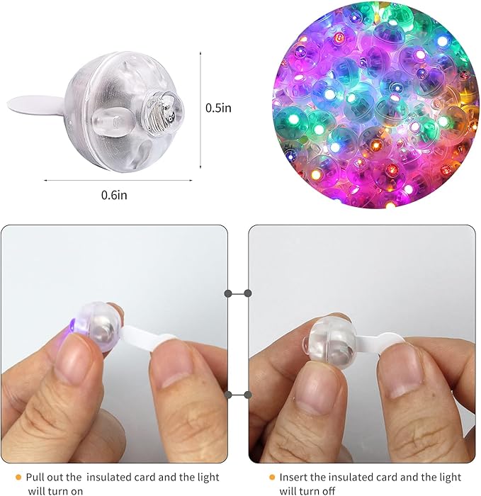Aogist 50Pcs Balloon Lights with Hook,Long Standby Time,Waterproof Mini Light for Birthday Party Wedding Christmas Halloween Easter Decorative(Steady, 10-Colors)