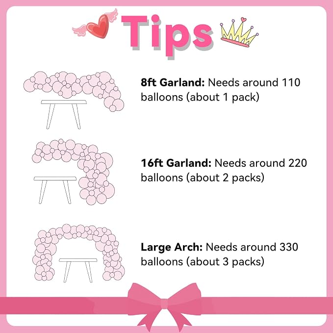 FunHot Pink White Balloon Arch Kit, Pink Balloon Garland, Double Stuffed Pearl Pink Matte White Balloons Large Clear Balloons for Girls Baby Shower Wedding Bridal Shower Birthday Party Decoration