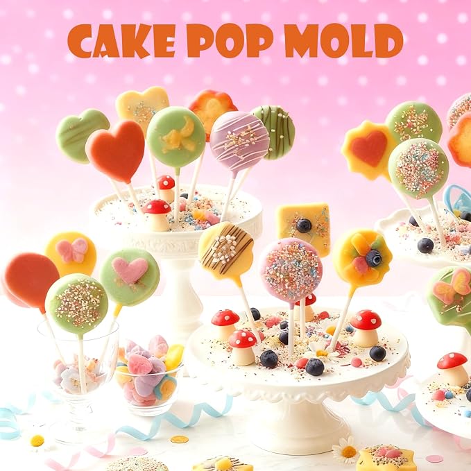Cake Pop Mold 2-in-1 Set, 3D Sphere & Circle Maker with Cutter and Pusher, for Home Baking, Birthday Parties, Wedding Desserts (Dough Set)
