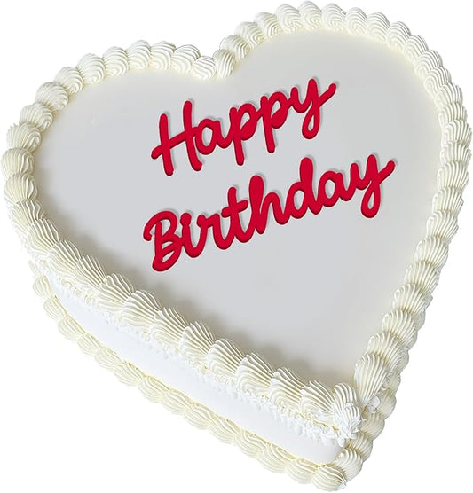 Happy Birthday Cake Topper, Black Acrylic Script Birthday Cake Decoration for Birthday Party, Cake Decor for Women Girls Dessert Table (happy birthday red)