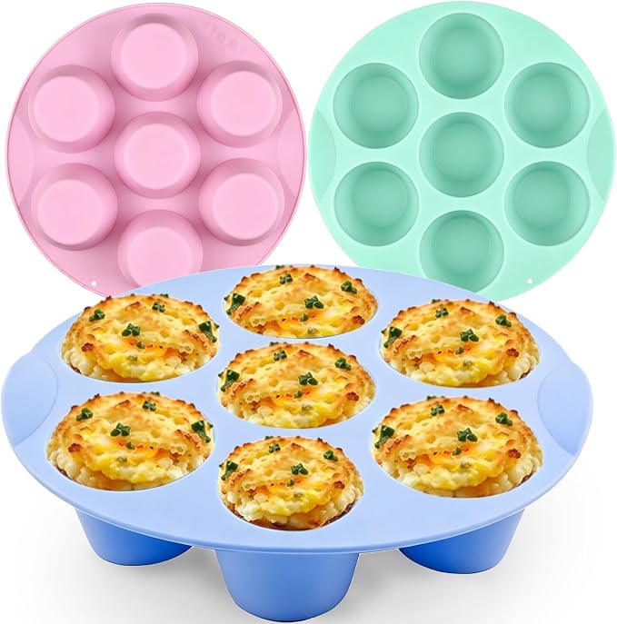 Silicone Egg Bite Molds 3Pc Air Fryer Muffin Pan Air Fryer Egg Mold Silicone Cupcake Molds for Airfryer Nonstick Silicones Mini Muffin Mold for Eggs Bite Hamburger Bun Tart Bread Cupcake