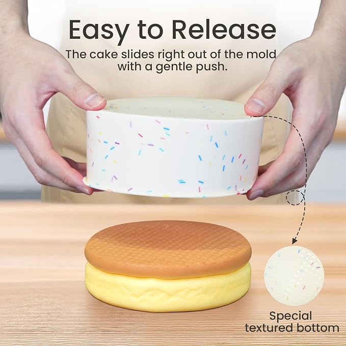 6 Inch Silicone Cake Pan, 4 Pcs Silicone Round Cake Pans, Nonstick Baking Mold BPA Free Dishwasher Safe, Great for Layer Cake, Cheese Cake, Chocolate Cake