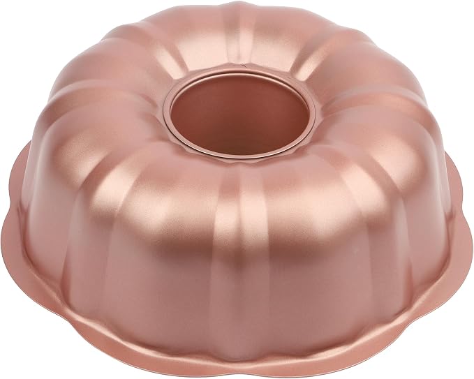 David Burke 9" Fluted Bake Pan – Carbon Steel Bundt Cake Pan – Rose Gold