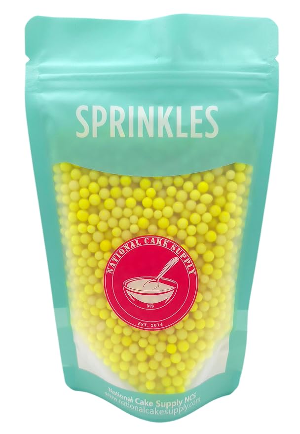 NCS Neon Yellow (Under Blacklight) 4mm Edible Sugar Pearls Sprinkles – Cupcake, Cake, Cookie & Baking Decorations, 7 oz