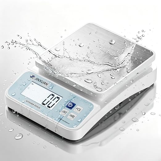Digital Kitchen Scale 11lb/5kgx0.1g Waterproof Food Scales for Kitchen Rechargeable Food Weighing Scale with LCD Display, Large Food Scale Grams and Ounces for Baking, Cooking, Weight Loss, Meal Prep