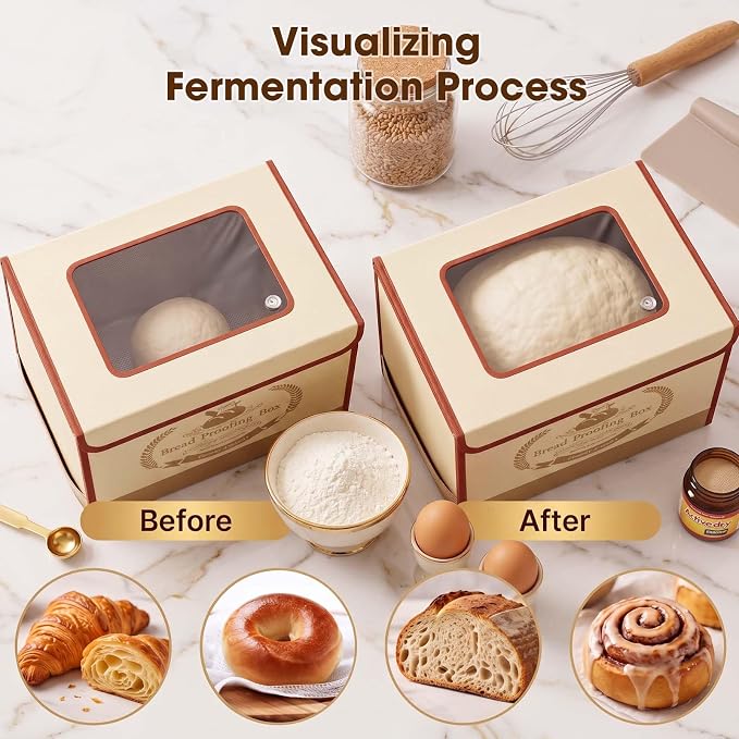 Folding Bread Proofing Box with 68-131℉ Temp Control for Sourdough | Bread Proofing Box,0-99H Timer,3-Sided Heating,Dough Proofer with Metal Rack&,Ideal for Sourdough,Bread Baking, Pizza, Yogurt
