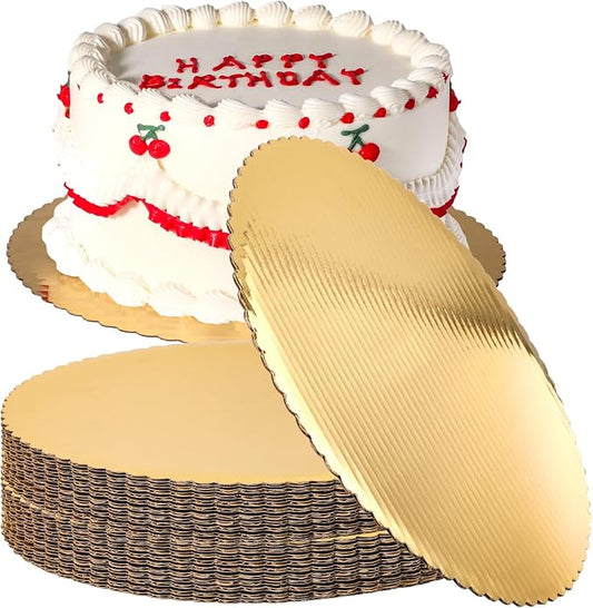 Fit Meal Prep 20 Pack Gold Cake Circles, 14 Inch Round Pizza Circles, Greaseproof Cardboard Cake Rounds for Desserts and Pastries, DIY Birthday