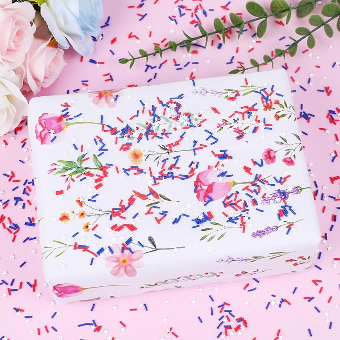 DIYASY 180g Patriotic Fake Sprinkles, 6.35 oz Non-edible Resin Sprinkles Independence Day Faux Plastic Candy Sprinkle Polymer Clay Slices for Nail Art DIY Crafts Cake Phone Case (Patriotic)