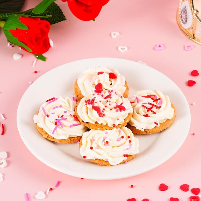 Valentines Sprinkles Mix - 6.35 oz with Pink Red and White Hearts Jimmies, Nonpareils & Sanding Sugar Sprinkles for Cake Decorations, Baking, Cookie, Cupcake Topper Decorating