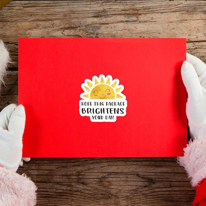 Muminglong 1.5 Inch Hope This Package Brightens Your Day Sun Stickers,Thank You Sticker,Small Shop Stickers, Small Business Packaging Sticker, 500 PCS