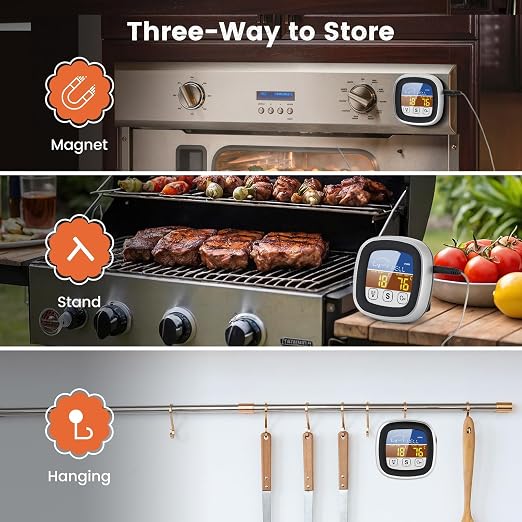 Leepenk 2025 New Upgrade Digital Talking Meat Thermometer with Clear Voice Broadcast for The Blind and Elderly, Probe Thermometer for Cooking with Large Touchscreen, Oven Safe for Kitchen and Grill