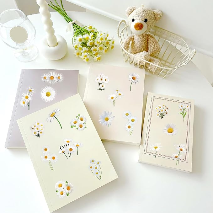 Daisy Flower Stickers - 50PCS Aesthetic White Daisy Stickers Waterproof PET Decals for Journaling, Scrapbooking, Water Bottles, Laptops, Perfect for Plant Lovers & Craft Enthusiasts