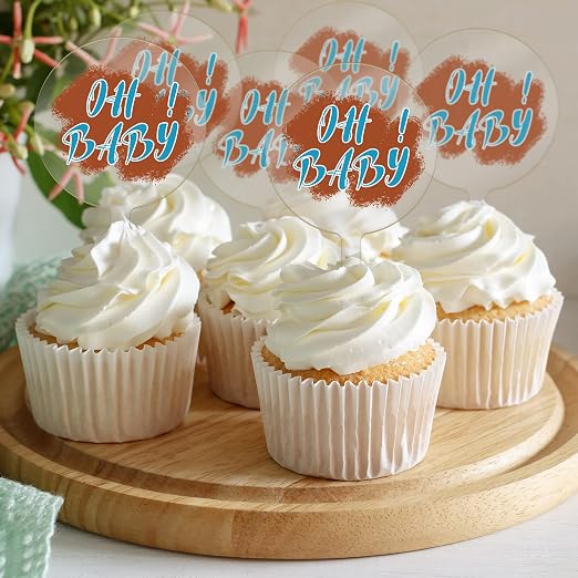 Roowest 50 Pieces 2 Inch Round Acrylic Cupcake Toppers Blank Clear Mini DIY Cake Stick Toppers for Birthday Festival Party Baby Shower Wedding Party Cupcake Decoration