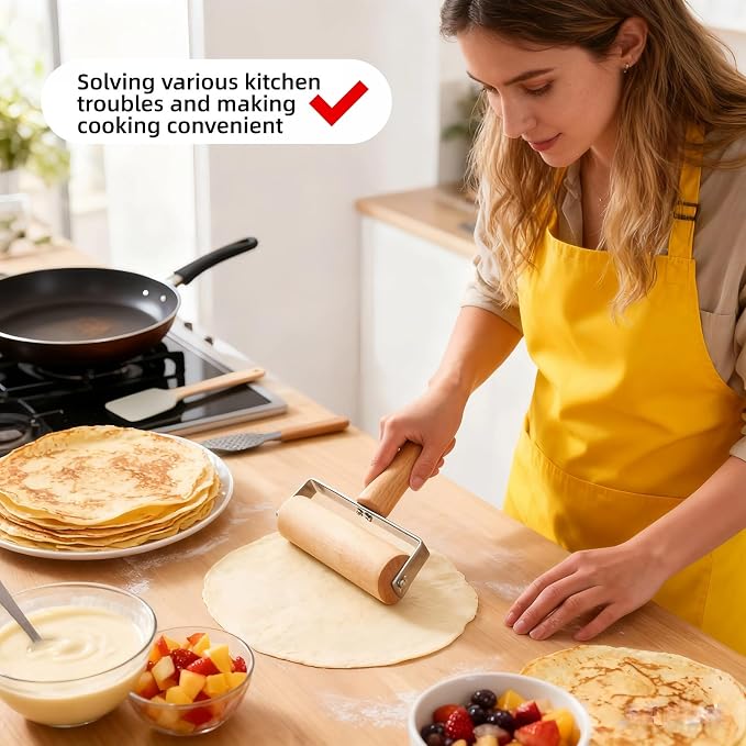 Pizza Rolling Pin, Small Rolling Pin, Non-Stick Wooden Dough Roller for Pizza Cookie Dumpling Ideal Baking Tools
