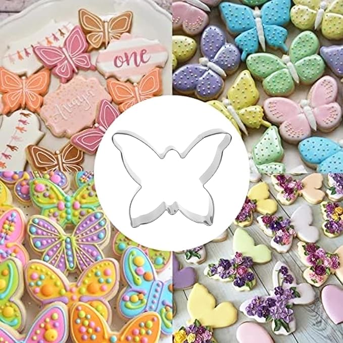 5Pack Butterfly Cookie Cutter Set, Stainless Steel Butterfly Wings Shaped Baking Molds for Biscuit Fondant DIY Cake Craft Pastry Decoration Party Supplies