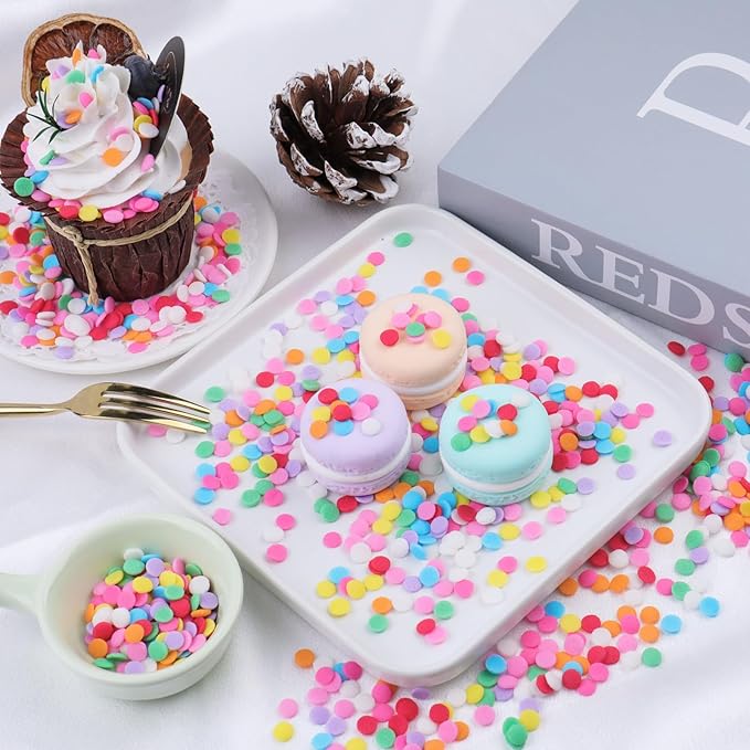 Rainbow Sprinkles Mix for Cake Decorating, 4.6Oz Colored Confetti Round Chip Sprinkles for Cake Cupcake Cookies Baking Ice Cream