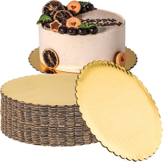 Fit Meal Prep 20 Pack Cake Boards, 8 Inch Round Gold Cake Circles, Disposable Pizza Circles Cake Pan Base Stand for Desserts and Pastries, Greaseproof Cardboard Cake Rounds for Cake DIY, Birthday