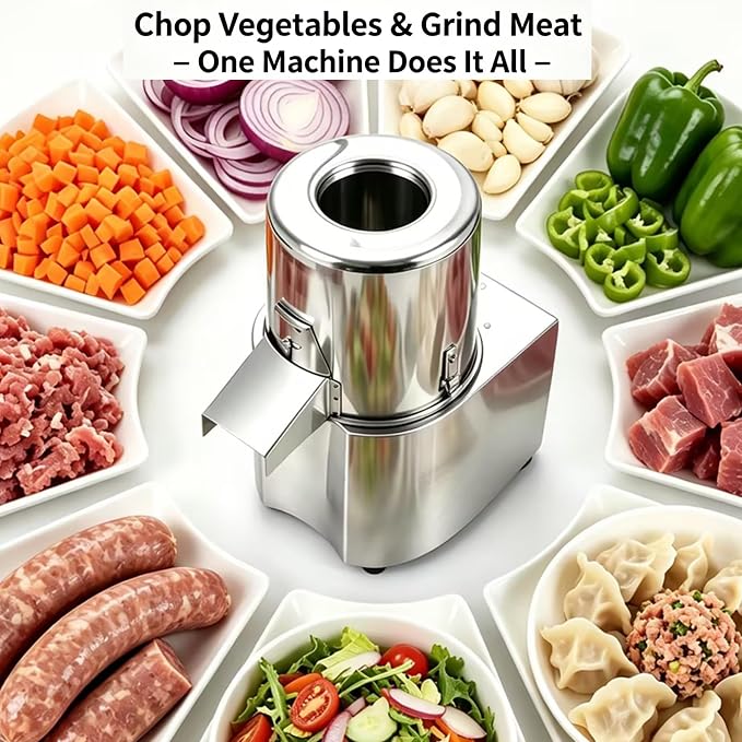 Electric Food Processor – Pasteles Machine & Vegetable Chopper, 550W 120kg/h Commercial Meat Grinder, Stainless Steel Heavy Duty for Restaurant Home Canteen, 110V