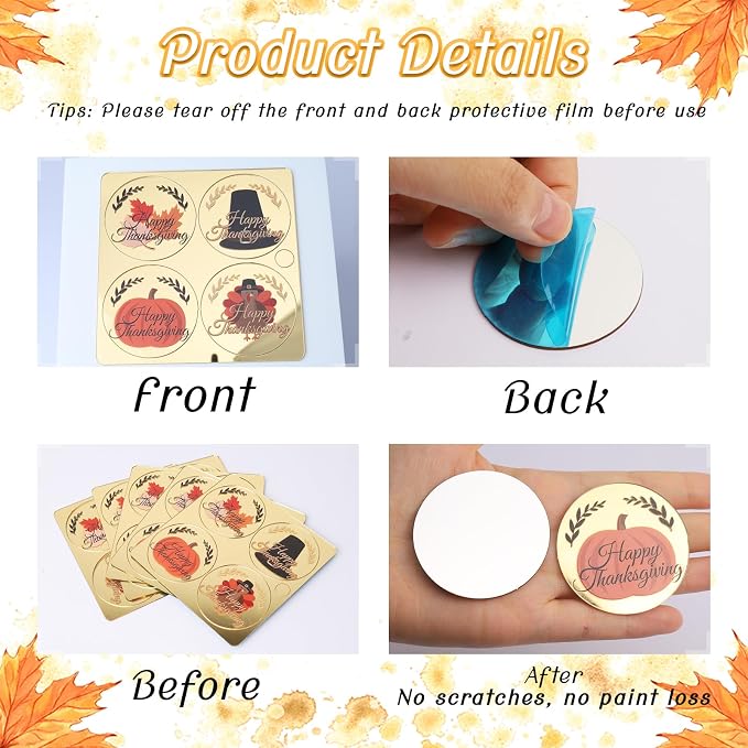 20 Pcs Happy Thanksgiving Cupcake Topper Acrylic Engraved Thanksgiving Cake Topper Pumpkin Themed Birthday Party Supplies Reusable Acrylic Decorations for Cakes Gift Boxes DIY Crafts