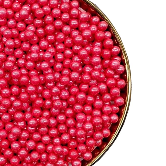 Red Sprinkles Edible Pearls,Cake Sprinkles 130g 4.6OZ,Cookie Sprinkles,Sugar Pearl, Edible Candy Pearls for Cake Cupcake Decorationg (7mm-Red)