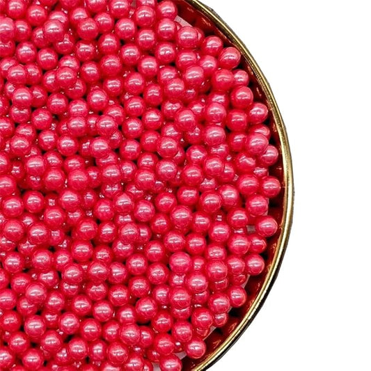 Red Sprinkles Edible Pearls,Cake Sprinkles 130g 4.6OZ,Cookie Sprinkles,Sugar Pearl, Edible Candy Pearls for Cake Cupcake Decorationg (7mm-Red)