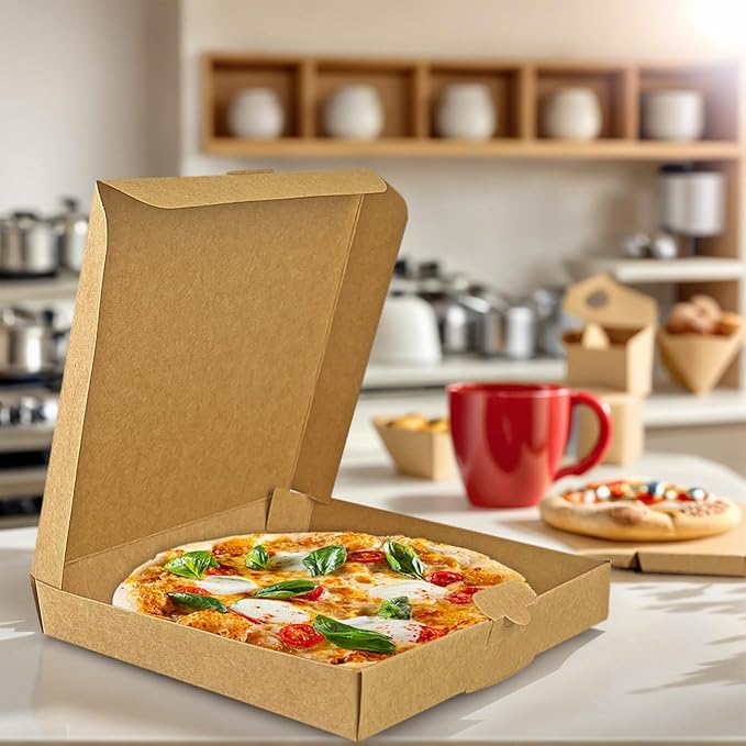 KEEPARTY 30 PCS Kraft Mini Pizza Boxes 5.1x5.1x0.78 Inch For Pizzas