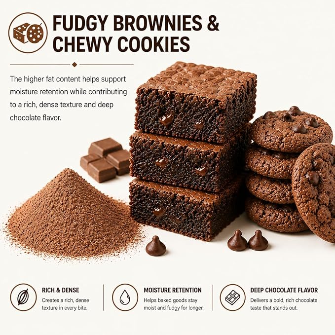 ifison Cocoa Powder Unsweetened Dutch Processed Extra Fine 1 lb (454 g) | Premium Dark Chocolate Flavor, Perfect for Baking, Frostings, Fillings, Hot Chocolate, Smoothies, Desserts, Allergen Free