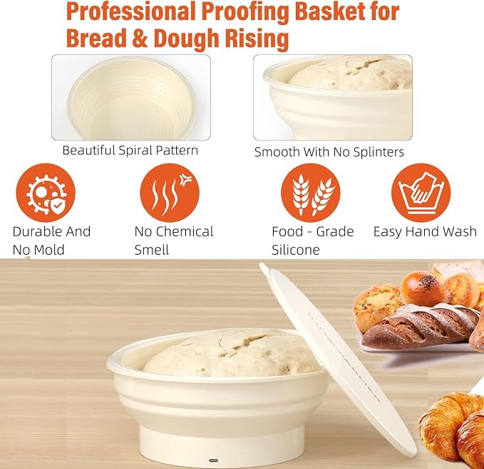 2026 Upgraded Bread Proofing Box Kit - Foldable Dough Proofer Box with 4 Temp Levels, Food Grade Silicone Mat, Foldable Design for Sourdough, Bread & Pizza Dough Rising