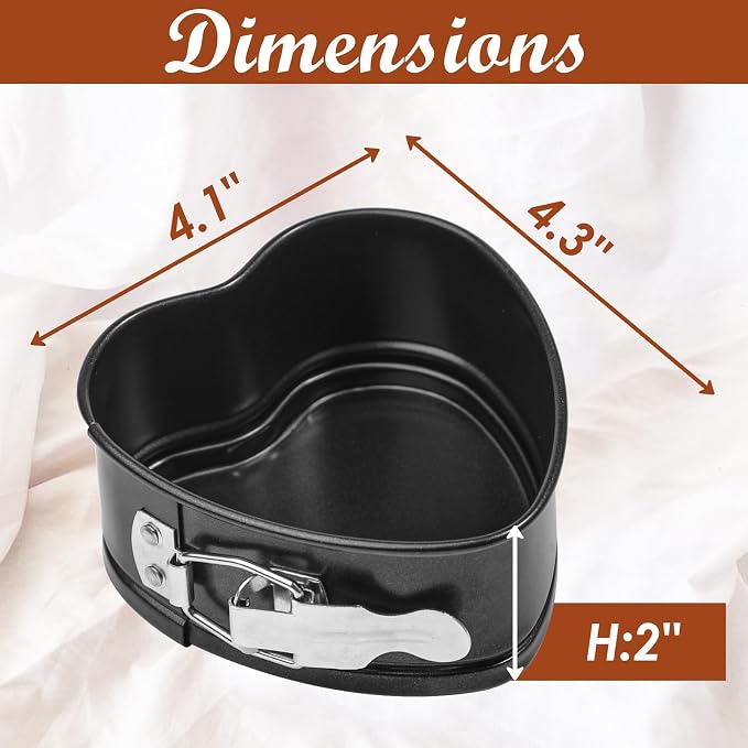 Webake Springform Pan 4 inch Heart Shape Mini Cheesecake Pan Set of 2, Cake Pan Heart Baking Molds Accessories of Instapot, Pressure Cooker, Air Fryer & Christmas, Valentine's Day Baking
