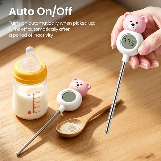 Instant Food Thermometer Digital with High Definition Digital Display, Stainless Steel Digital Thermometer, 2-in-1 Thermometers and Stirring Rod, ±0.5℉ Accuracy for Kitchen Cooking, Coffee, and Milk