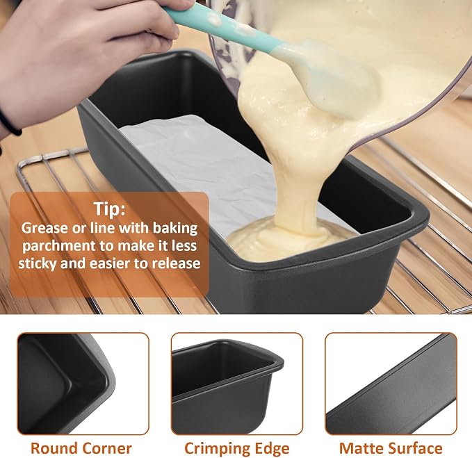 AKOLAFE 4 Pack Large Loaf Pans Nonstick Banana Bread Pan for Homemade Bread Baking Pan for Oven Metal Meatloaf Pans Sandwich Bread Loaf Pan for Baking Bread Tins for Baking Meat Loaf Cake (Inner 10x3)