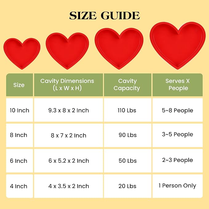 6 Inch Silicone Heart Shaped Cake Pans 2 Pcs Small Heart Cake Pan Set Nonstick Silicone Heart Molds for Baking (Red)