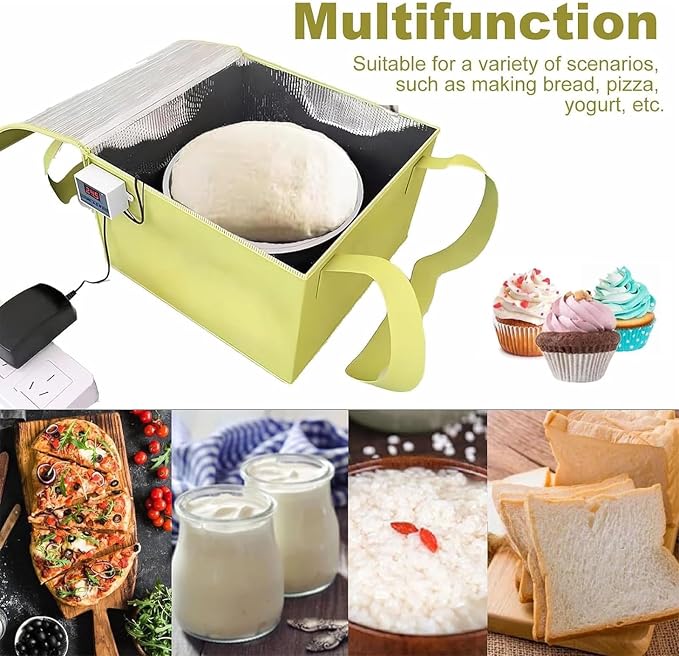 Proofing Box for Bread Making, Dough Fermentation Machine, with Temperature Control Function, Zipper Closure, Dough Proofing Kit, Suitable for Making Bread, Yogurt, Natto