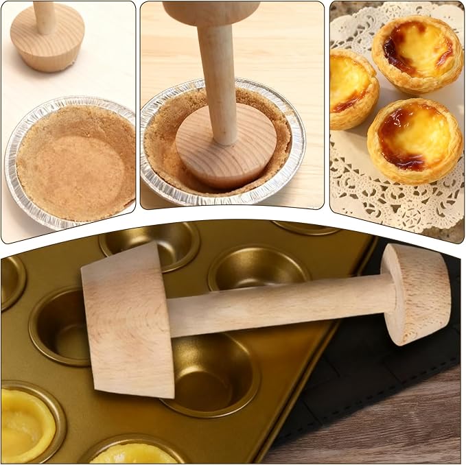 Tamper Pastry Tamper Tool, Double Side Wooden Egg Tampers Mold, Tart Molds for Kitchen Party Baking Tools Pie Tart and Quiche Pans