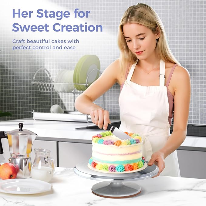 Ohuhu Cake Stand, Aluminium 12''Cake Turntable Decorating Bakery Supplies - BPA-Free Frosting Spinner Rotating Revolving Lazy Susan Perfect Gifts