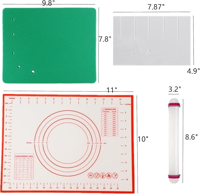 Gum Paste Flower and Leaf Tools Kit 10 Sugar Flower Modelling Tools 6 Cake Brush 4 Flower Petals Ball Tools 4 Frilling Stick 1 Fondant Flower Veining Board 1 Foam Pad 1 Silicone Mat 1 Rolling Pin