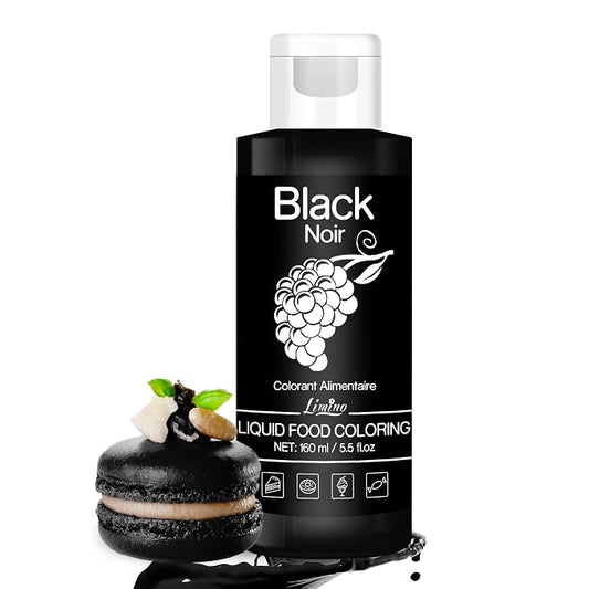Food Coloring - Vivid Food Coloring for Baking, Cake Decorating, Cookie, Fondant, Macaron - Liquid Tasteless Food Color Dye for Airbrush, DIY Slime Making and Crafts - 6 fl.oz / 160ml (Black)