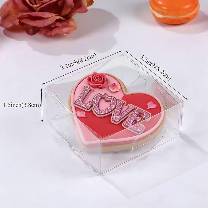 3.25"X3.25"X1.5" 100PCS Clear Chocolate Truffle Boxes for 4,Cookies Boxes Soap Boxes Donut Boxes Macaron Boxes Mini Bakery Boxes Brownie Box