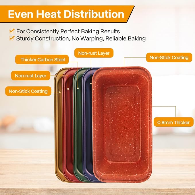 2-Pack Loaf Pan, Nonstick Bread Pans, 10In Banana Bread Pan, Bread Pans for Homemade Bread, Loaf Pan for Family Parties, Beginner Bakers