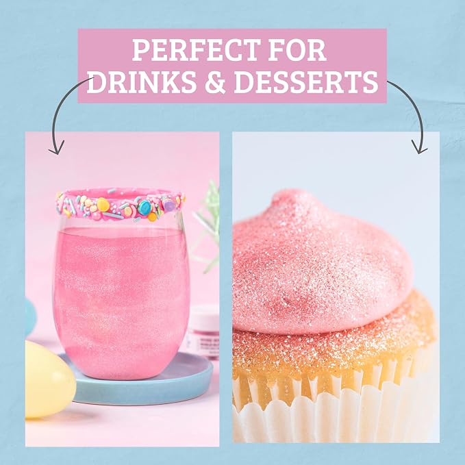 Sweets Indeed Pink Edible Glitter – Valentines Day Food-Grade Drink & Baking Shimmer for Cocktails, Beverages, Cakes & Desserts – 4 gram jar