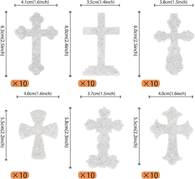 60 PCS Edible Cross Cupcake Toppers Wafer Paper God Bless and Baptism Cupcake Picks Edible Christian Baptism Cross Cake Decorations for Religious Theme Baby Shower Birthday Party Supplies Silver