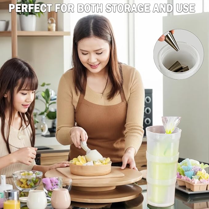 Pastry Piping Bag Holder Stand for Filling, Translucent Clear Plastic Cream Icing Bag Rack, Cake Decorating Tools (2 Pcs)