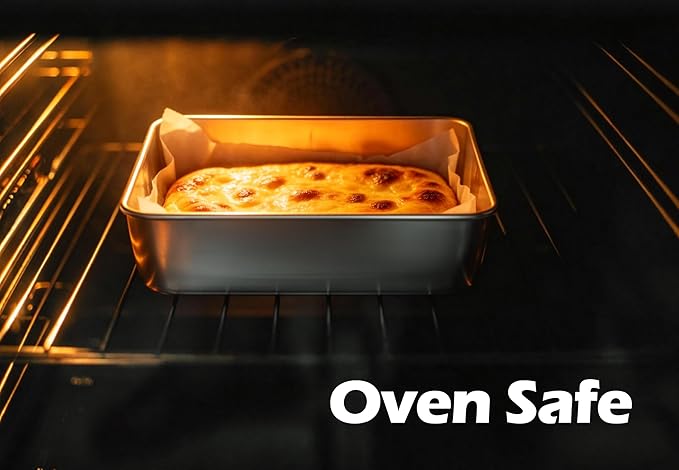 Leonyo Stainless Steel 8x8 Baking Pan, 4 Pack Metal 8IN x 8IN Square Cake Pans, Commercial Brownie Pans Baking Dish for Cornbread, Banana Bread, Lemon Bars, Dishwasher Safe