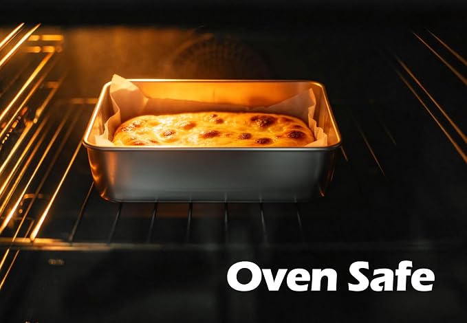 Leonyo Stainless Steel 9x9 Baking Pan, 2 Pack Metal 9IN x 9IN Square Cake Pan, Commercial Brownie Pans Baking Dish for Cornbread, Banana Bread, Lemon Bars, Dishwasher Safe