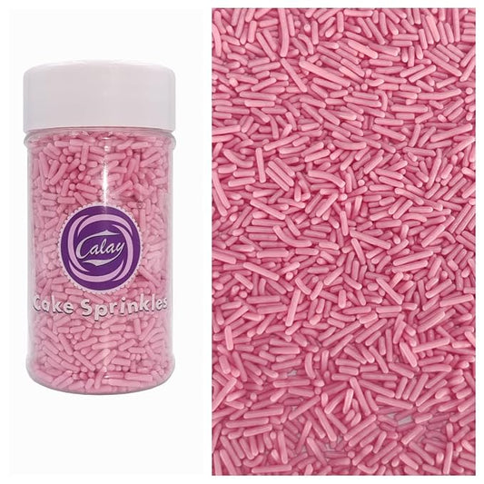 Sentovac Edible Pink Jimmies Sprinkles for Cake Decorating Baking | Cupcake Cookie and Ice Cream Toppers Cake Decorations| Celebrations Wedding Shower Party Chirstmas Supplies 78g/2.75oz