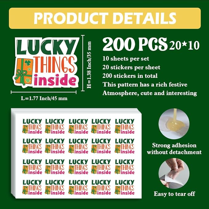 200 PCS Lucky Things Inside Sticker,Small Business Packaging Stickers,Gift Wrapping Stickers for Envelopes Shipping Boxes Product Packaging