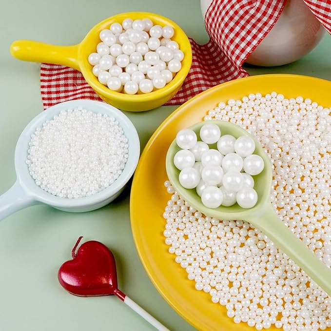 White Pearl Sprinkles, Edible Pearl Sprinkles for Cake Decorating, 150g/5.29oz, Food Grade, Baking Cake Decoration & Cupcake Topper, Patriotic Wedding Party Valentines Supplies