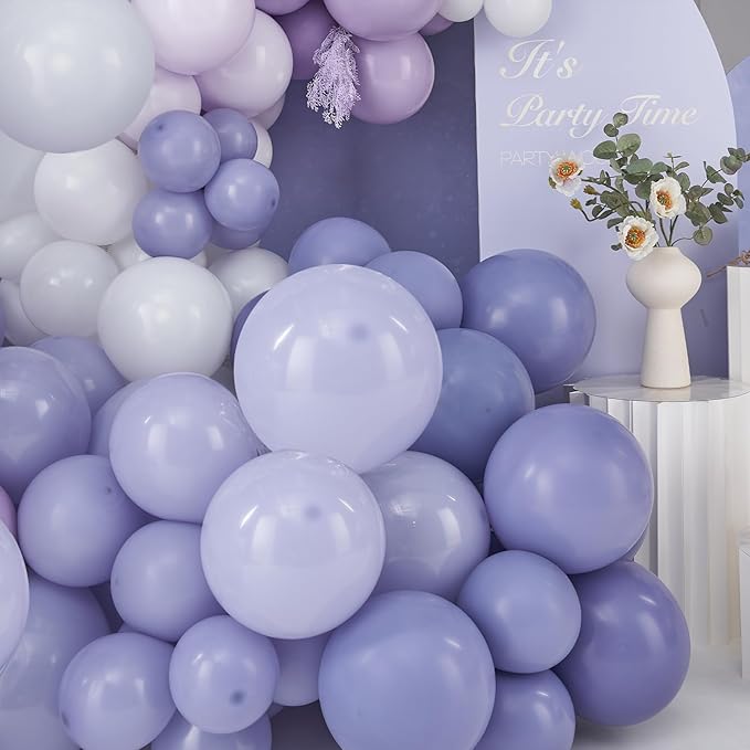 PartyWoo Purple Balloon Arch Kit Garland 140 pcs Shades of Purple Lavender Lilac Balloons Different Sizes of 18 12 10 5 Inch for Baby Shower Butterfly Wedding Birthday Fairy Party Decorations