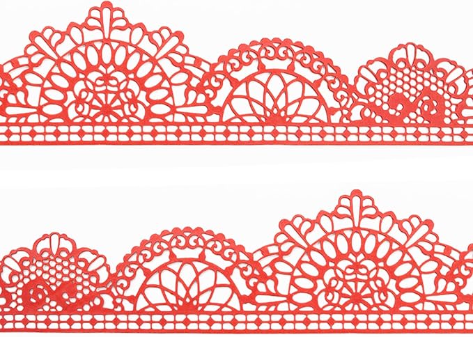 Large Pre-Made Ready to Use Edible Cake Lace Trim Variation Red 14-inch 10-Piece Set